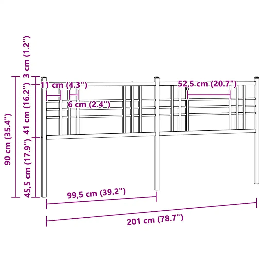 Testiera in Metallo-Testiera in Ferro-Testata Bianco 200 cm 138849