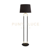 Lampada da terra Jazz - Nero opaco, ottone satinato e paralume nero