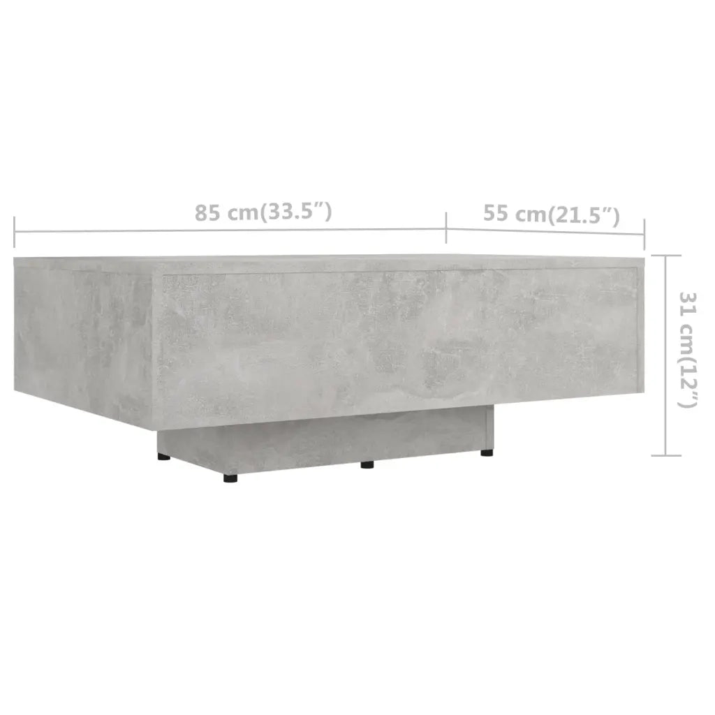 Tavolino Salotto Grigio Cemento 85x55x31 cm Legno Multistrato 803384