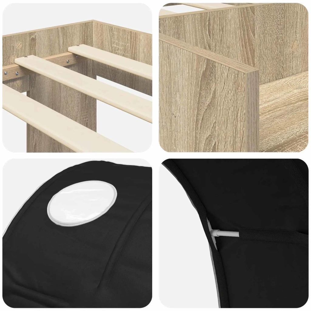 Letto alto per bambini con storage 3 pz Rovere Sonoma e Nero 3423604