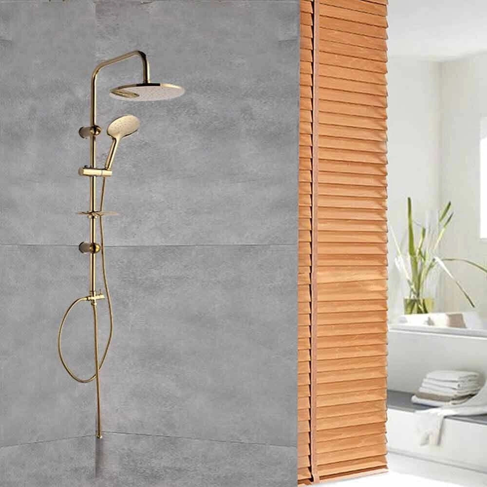 Trade Shop - Saliscendi Bagno Colonna Doccia Miscelatore Oro Soffione Rotondo Doccetta 87306 -