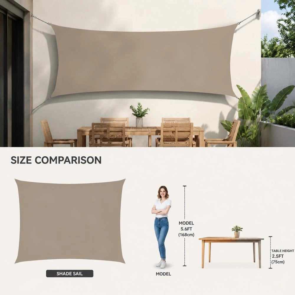 Rectangular Sunshade Sail Made Of Oxford Fabric, 3.5 X 4.5 M, Taupe