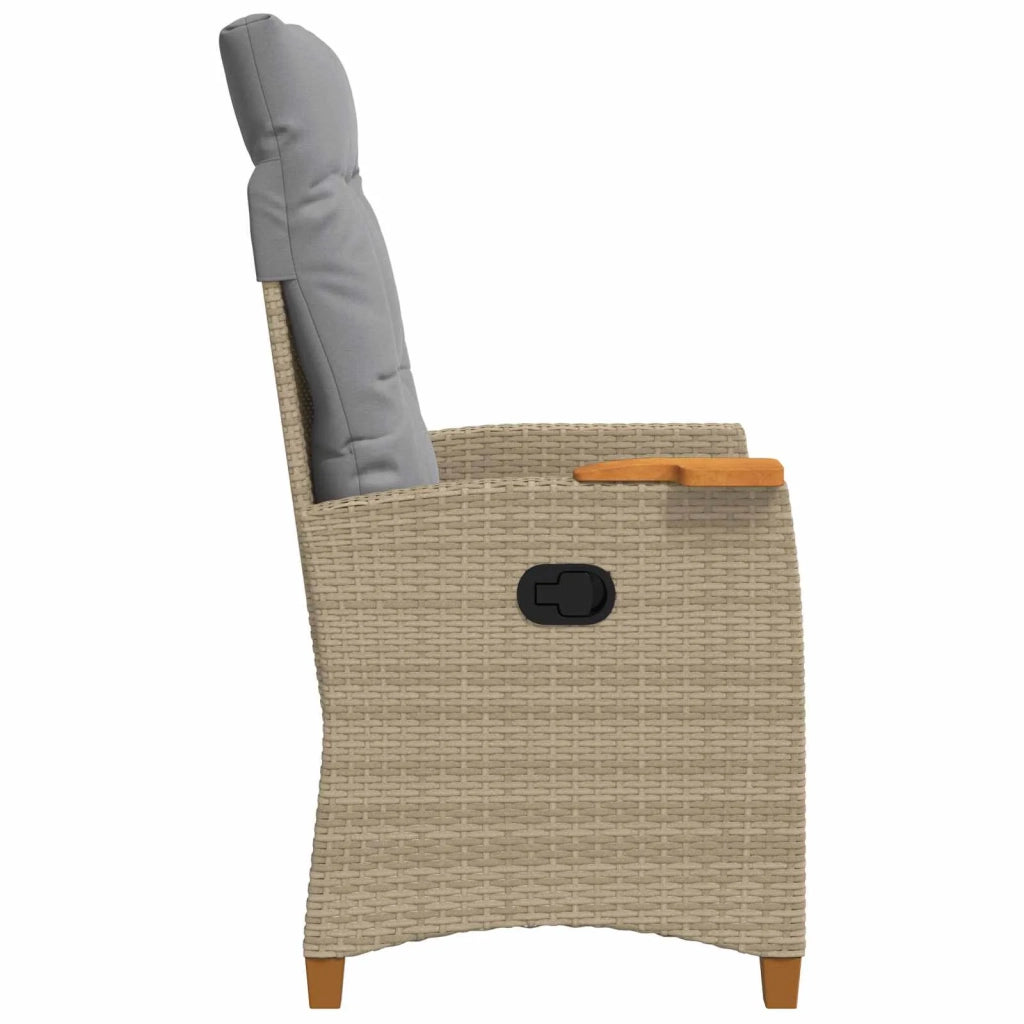 Poltrona reclinabile con tavolino 62 x 64 x 112 cm polyrattan