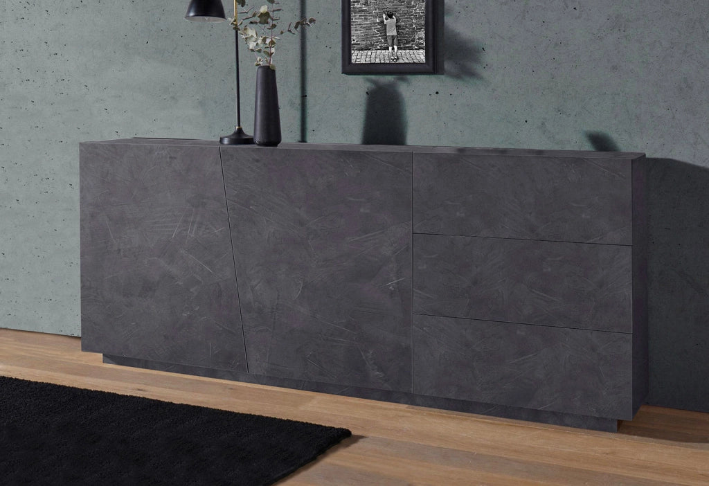 Credenza 2 Ante + 3 Cassetti 180x43x86 cm Vega Ardesia