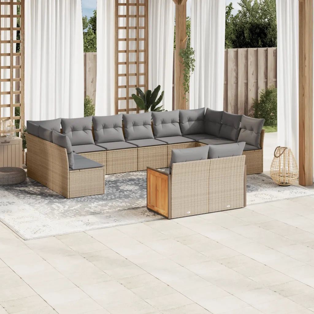Set Divani da Giardino 12 pz con Cuscini Beige in Polyrattan 3228124