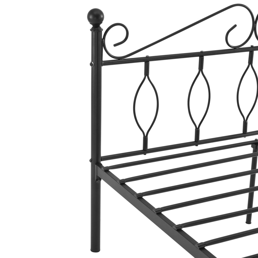 Struttura Letto in Metallo con Testiera e Pediera in Stile Romantico/Classico 140 x 200 cm Letto Francese / Matrimoniale - Nero
