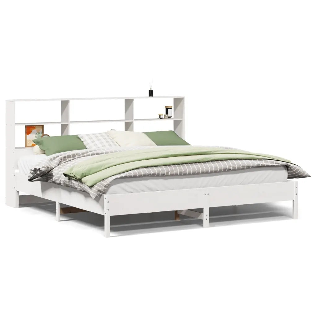 Giroletto con Libreria senza Materasso-Struttura Letto con contenitore 180x200 cm in Legno Pino 280197
