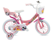 Bicicletta per Bambine 14" Disney Princess Freni Caliper e Stabilizzatori in Acciaio Hi-Ten Rosa