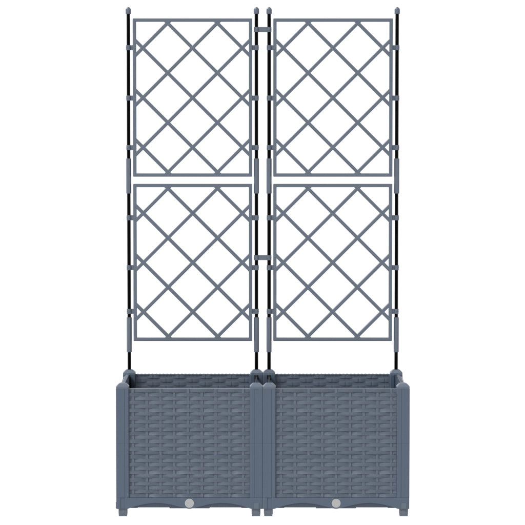 Fioriera da Giardino con Graticcio 2 pz Grigio Chiaro 80x40x143 cm