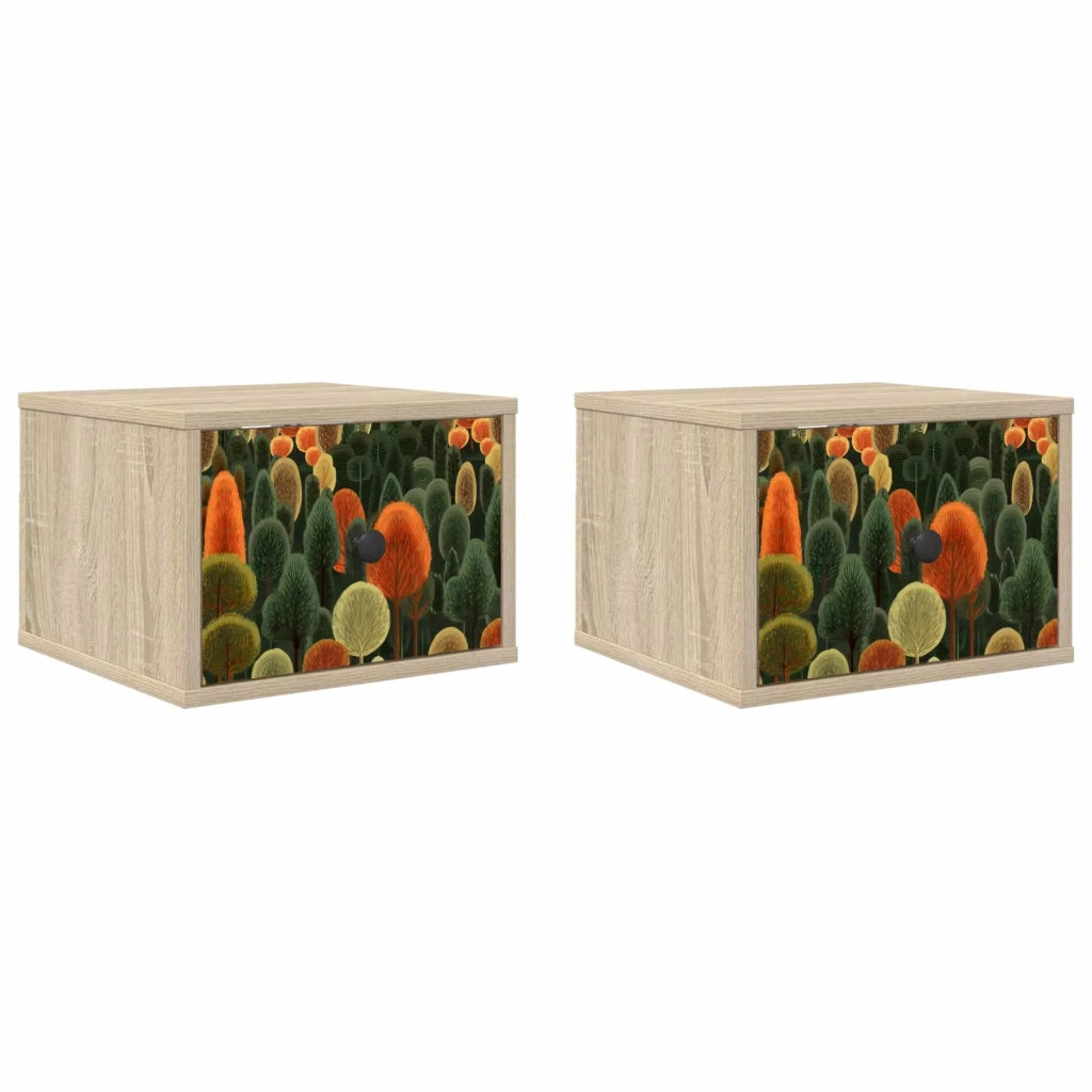 Mobiletto da comodino a parete ZAANDAM 2 pz Rovere Sonoma 8007474