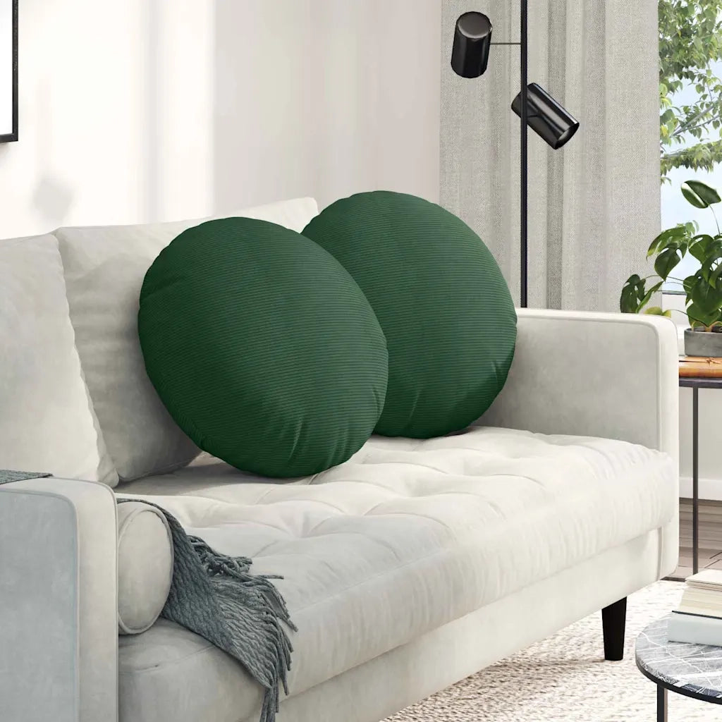 Cuscini per Seduta 2 pcs Verde Scuro Ø50 x 19 cm