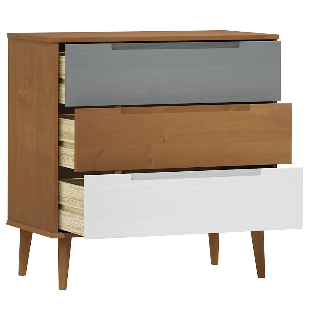 Cassettiera MOLDE Marrone 80x40x80 cm in Legno Massello di Pino CFW3214411