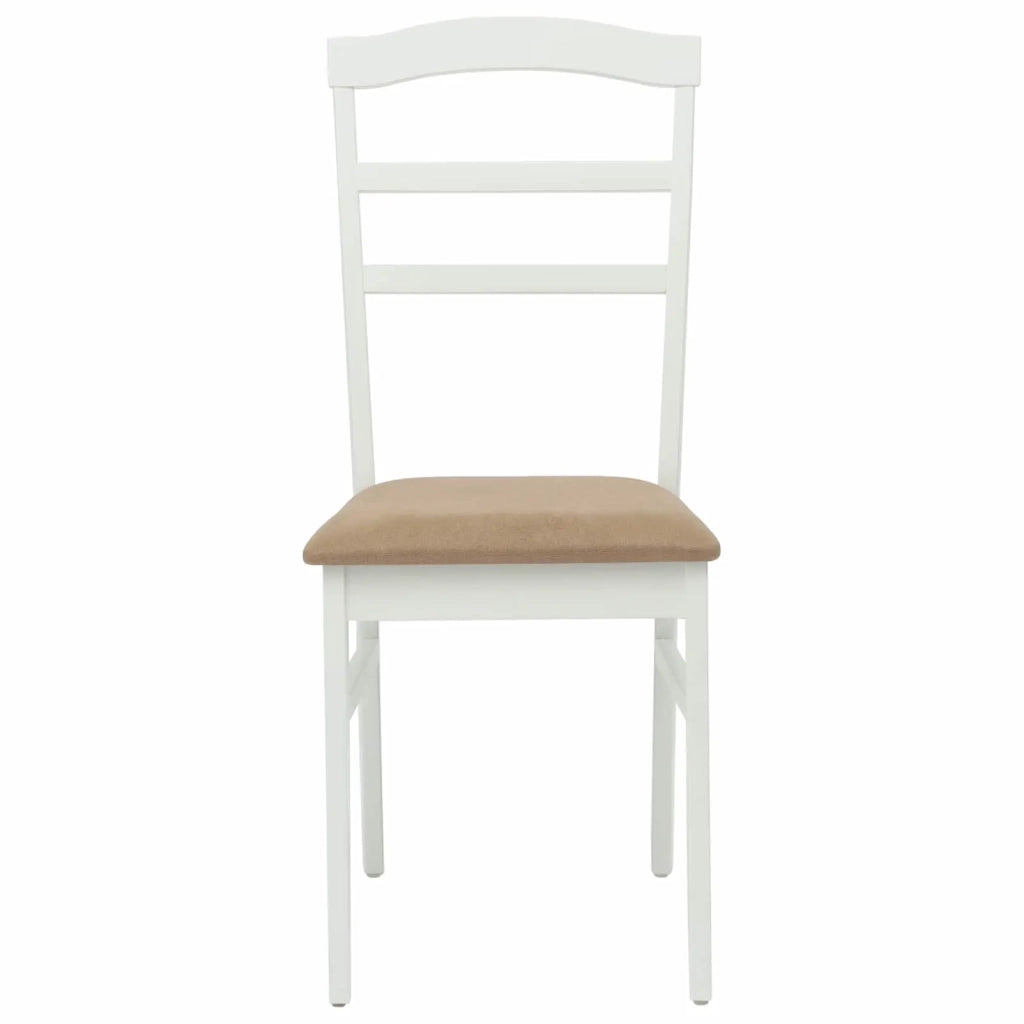 Sedia da pranzo 2 pcs Bianco e marrone Legno di gomma solido 42020499
