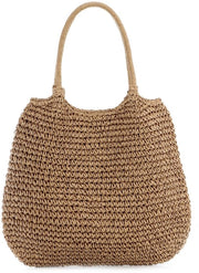 Borsa da Spiaggia per Donne con Stro Gevlochten Grande Tote Bag per Donna con Spalla