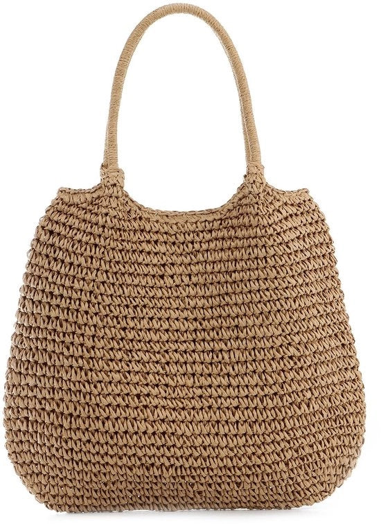 Borsa da Spiaggia per Donne con Stro Gevlochten Grande Tote Bag per Donna con Spalla