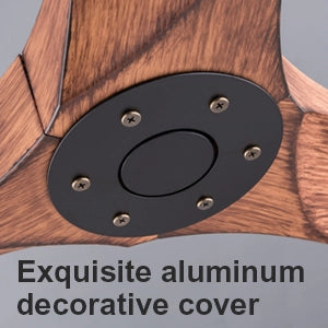 Ventilatore da soffitto senza luce a 3 pale in abs nero noce con telecomando motore dc reversibile 103 × 19 × 19.5 cm