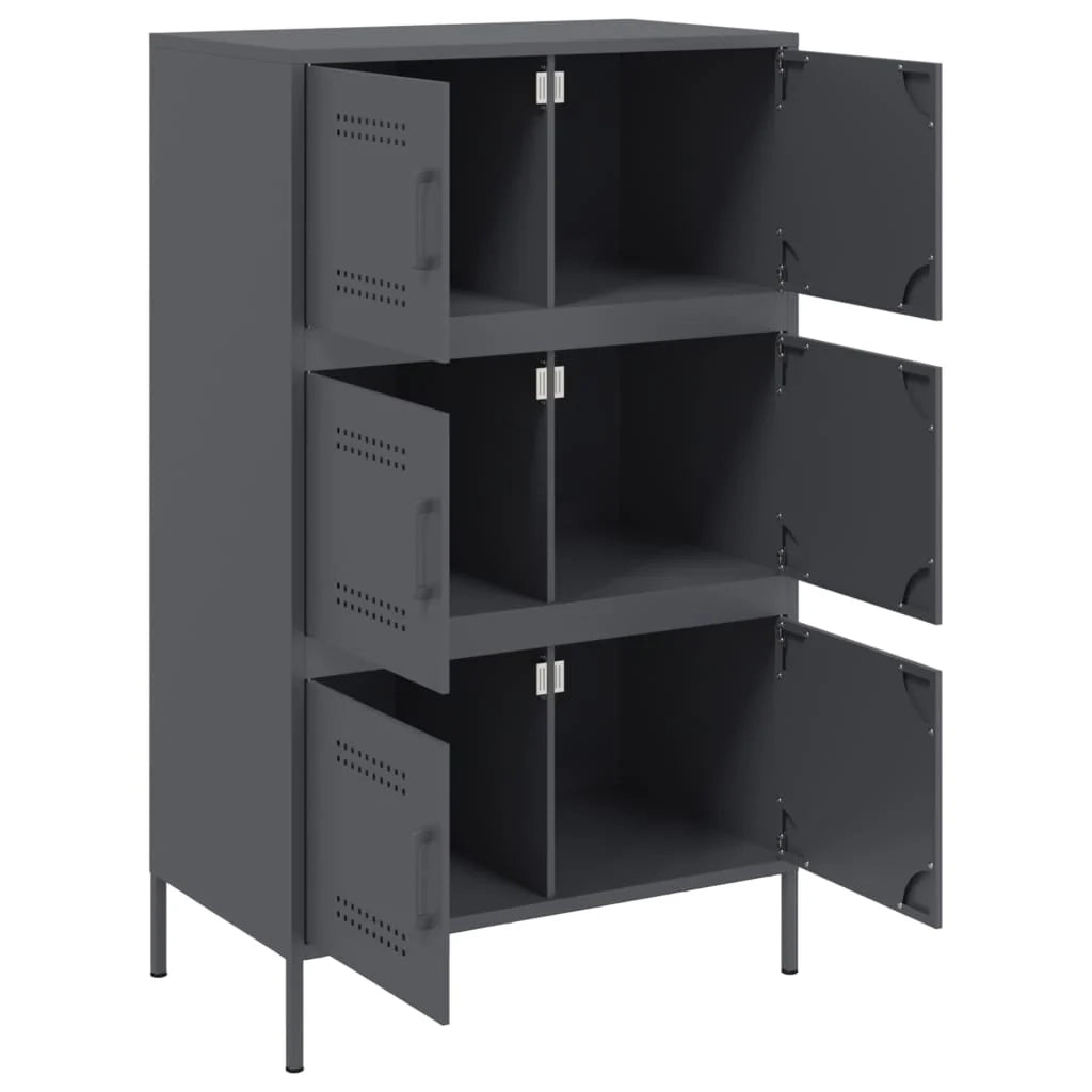 Buffet credenza cassettiera armadio mobile contenitore organizer cucina soggiorno salotto alto 68 x 39 x 113 cm acciaio antracite 02_0032211