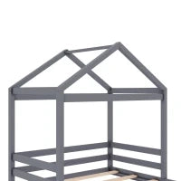 Letto Montessori per Bambini con Rete a Doghe, in Legno Ecologico e Atossico, senza Materasso, 140x200 cm, Grigio