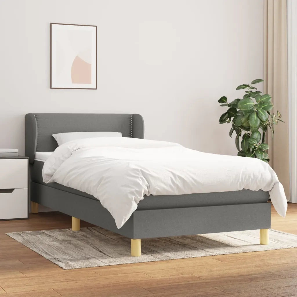 Giroletto a Molle con Materasso Grigio Scuro 90x190 cm Tessuto 3126686