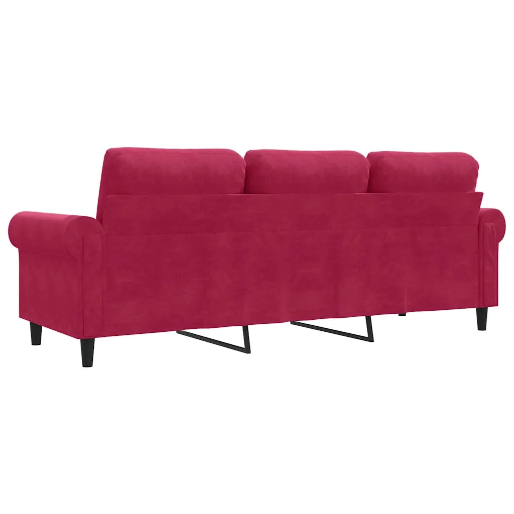 Divano a 3 Posti-Sofa 3 Posti Rosso Vino 180 cm in Velluto 128044