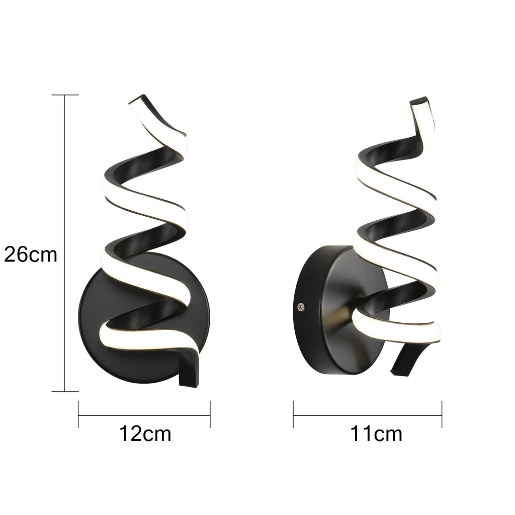 ZMH Applique a LED per interni nera moderna 7W bianco caldo per soggiorno