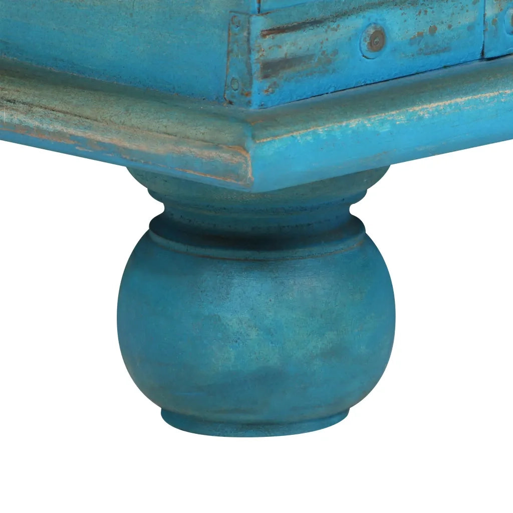 Cassapanca in Legno Massello di Mango Blu 100x40x41 cm cod mxl 62891