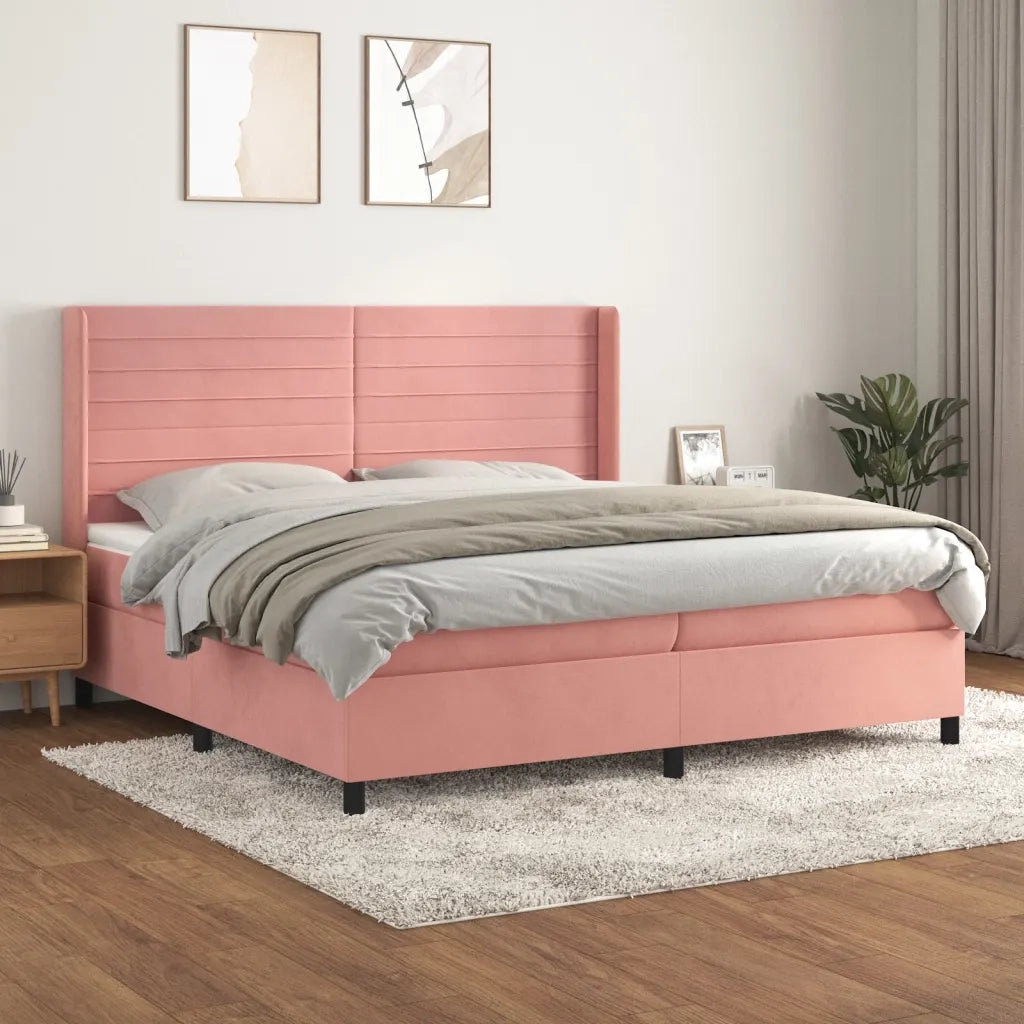 Giroletto a Molle con Materasso Rosa 200x200 cm in Velluto cod mxl 63152