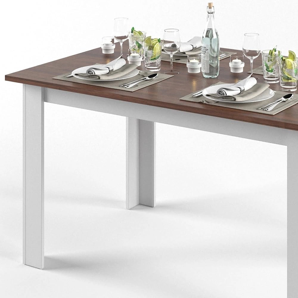 Tavolo da pranzo Karlos, Noce, 140 x 90 cm, per l'utilizzo come tavolo da pranzo fisso in soggiorno o sala da pranzo