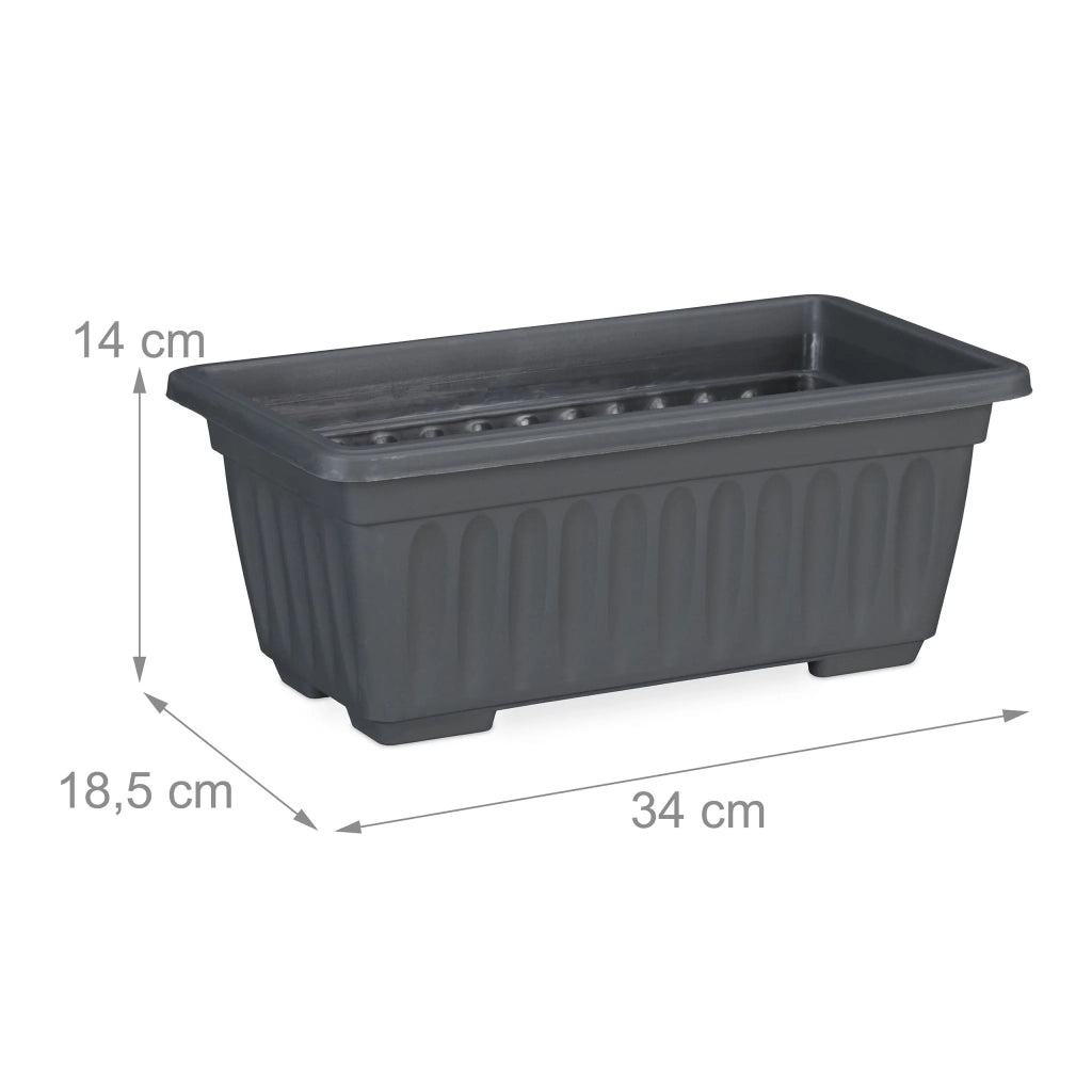 Set di 4 fioriere strette impilabili da giardino interno balcone 14 x 34 x 18,5 cm in plastica antracite 13_0010913