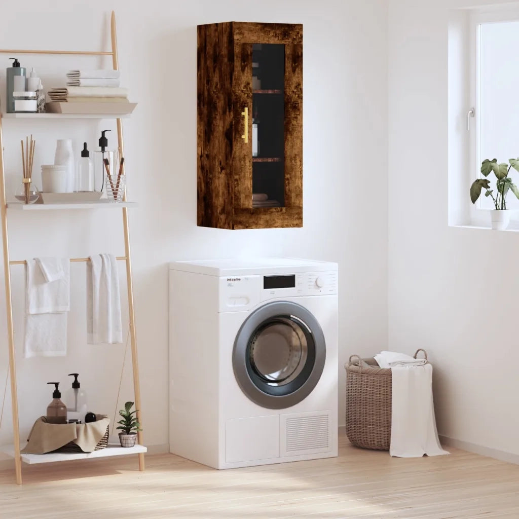 Armadietto a Muro | Mobile a Parete Rovere Fumo 34,5x34x90 cm