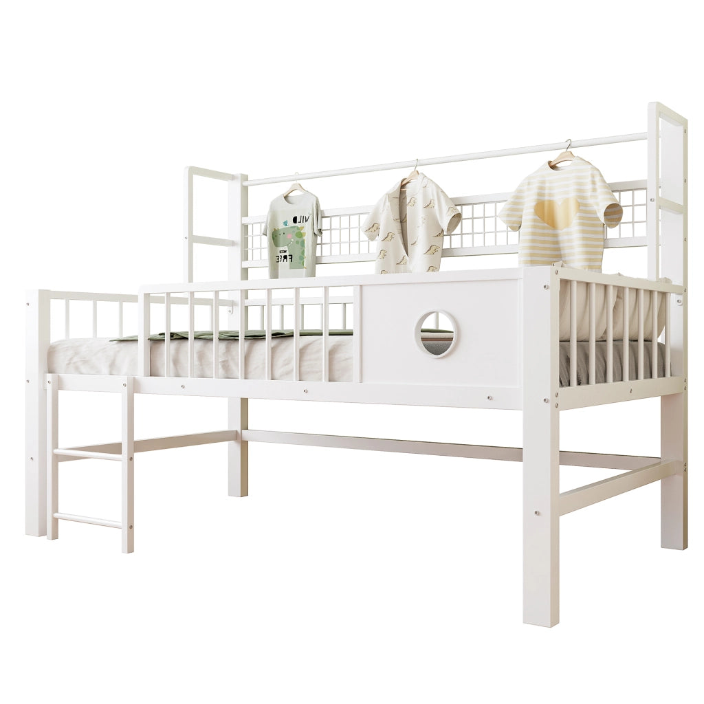 LETTO A CASTELLO BASSO 90 x 200 cm in metallo bianco