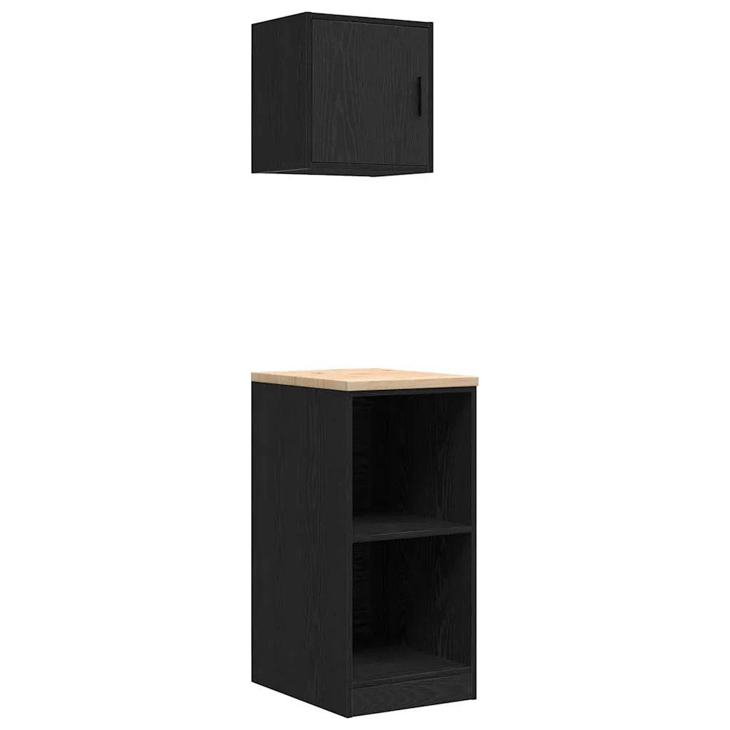 Armadi da Garage 2 pz Neri in Legno Multistrato 3328270