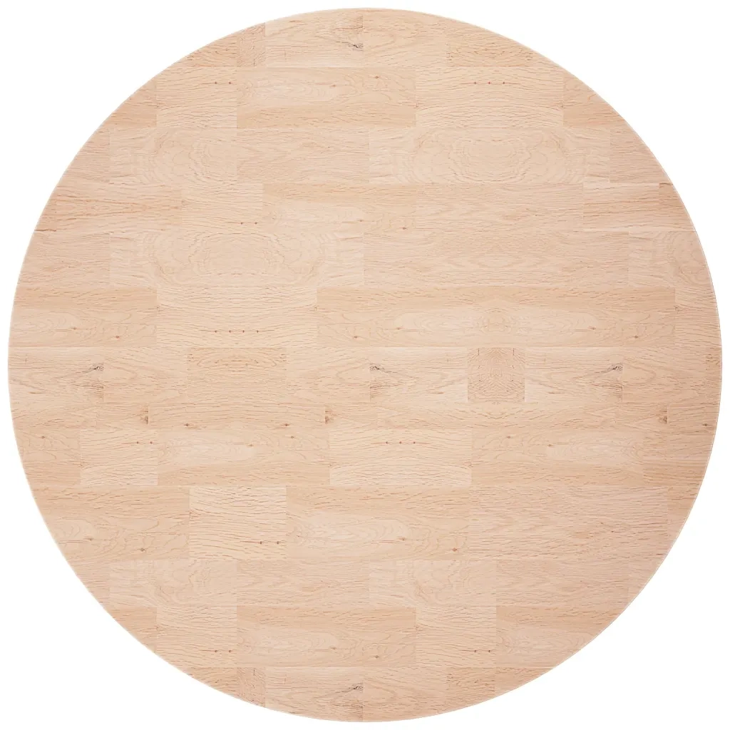 Piano Tavolo | Superficie Tavolo | Piano Scrivania Rotondo ?80x2,5 cm Massello di Rovere Non Trattato