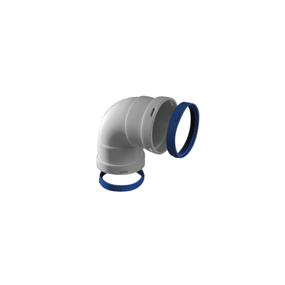 Curva 90 gradi femmina-femmina in alluminio estruso d80 mm e 1 sp mm