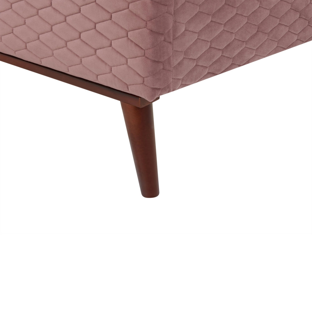 Letto imbottito in velluto rosa 140 x 200 con struttura imbottita a nido d'ape trapuntato stile classico