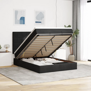 Struttura Letto Pouf con Materassi Nero 140x190 cm in Velluto 3314320