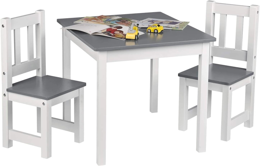Tavolo per Bambini Scrivania Tavolino con 2 Sedie in Legno, 60x50x48 cm