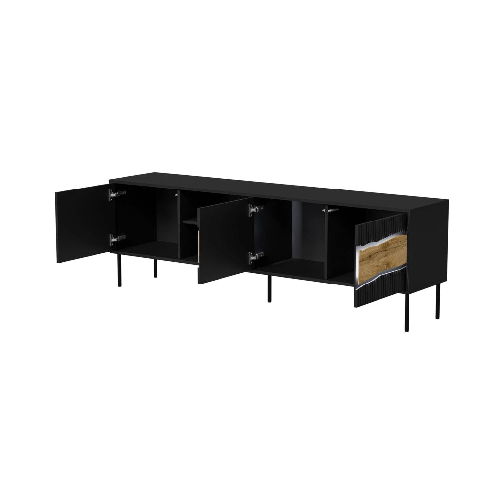 Luvinate, Mobile Porta tv 2 Ripiani, 190x40x61.5h cm Nero