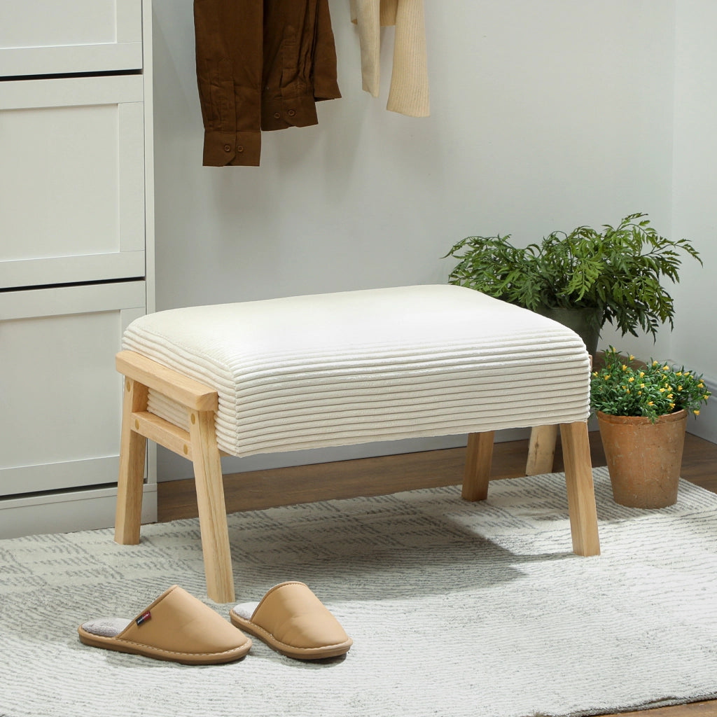 Sgabello imbottito con cuscino in tessuto corda ¨C zephmum ¨C crema