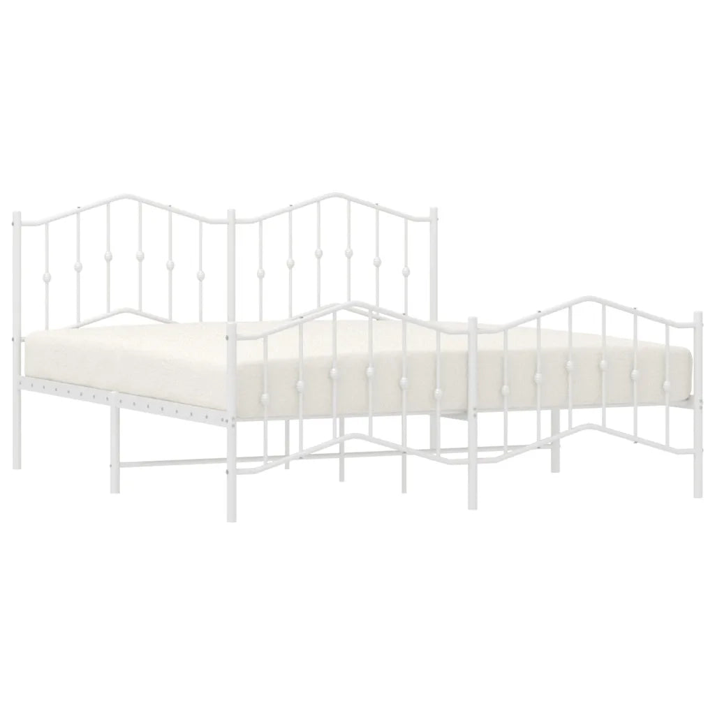 Giroletto con Testiera e Pediera Metallo Bianco 183x213 cm 373861