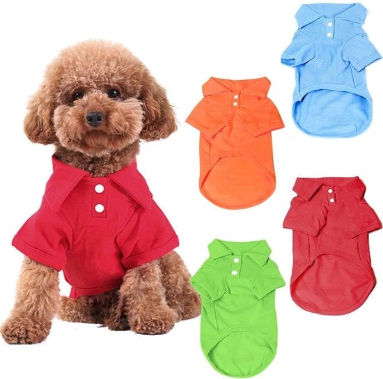Set di quattro camicie per cani, camicie per animali domestici, magliette per cuccioli, abbigliamento per cani, giacche per cani e gatti piccoli e medi (blu, verde, rosso, arancione) - piccola