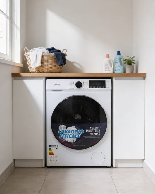 Lavatrice Slim KREVON TEKR80A10, Classe A, 8 kg, 1400 Giri, Profondità 45 cm
