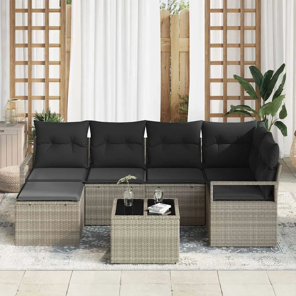 Set di divani 7 pcs Grigio chiaro polyrattan 3346462