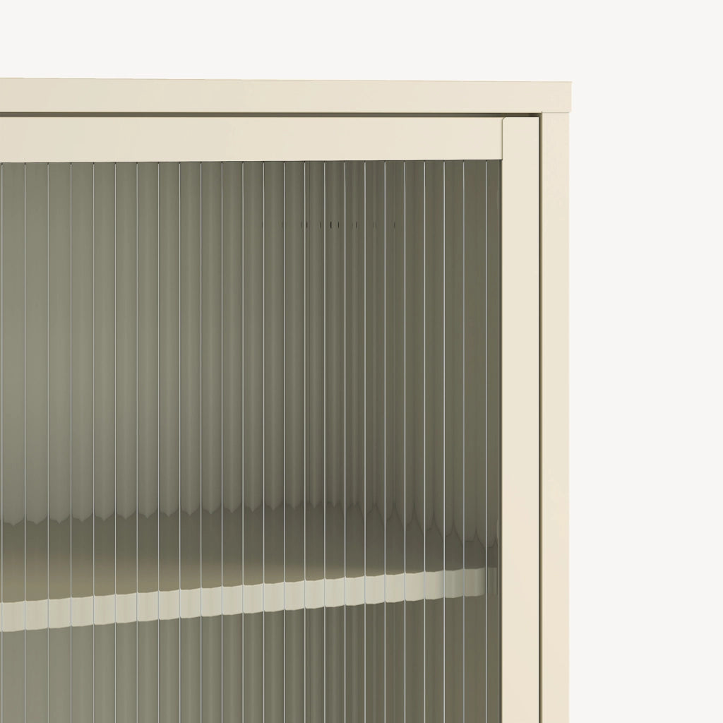 Armadio a Vetrata Säkylä con 4 Scomparti 150 x 50 x 35 cm in Acciaio - Color Cammello [en.casa]