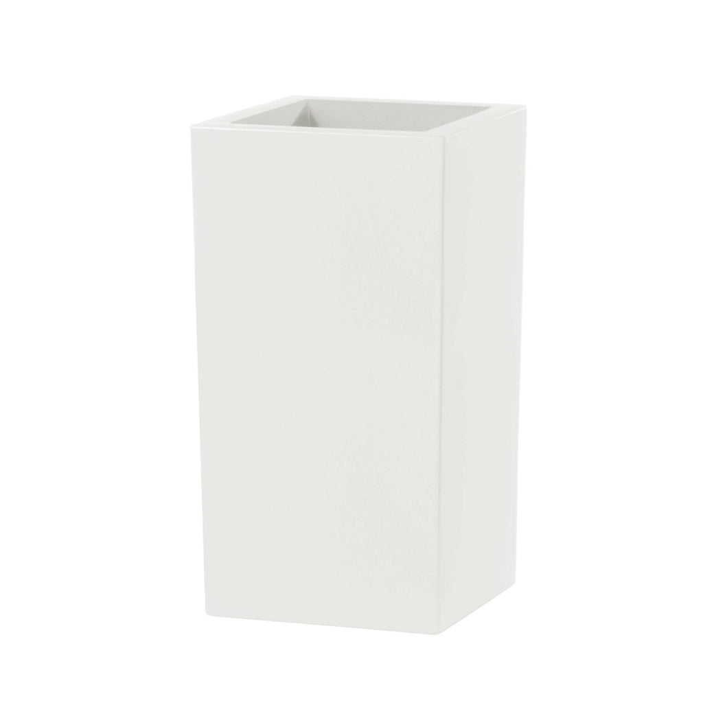 Vaso Quadrato Indoor e Outdoor Tera Schio Cubo Alto Chalk 41x41 cm in Plastica Bianco Gesso