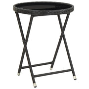 Tavolino da CaffÃ¨ Nero 60 cm in Polyrattan e Vetro Temperato cod mxl 34122