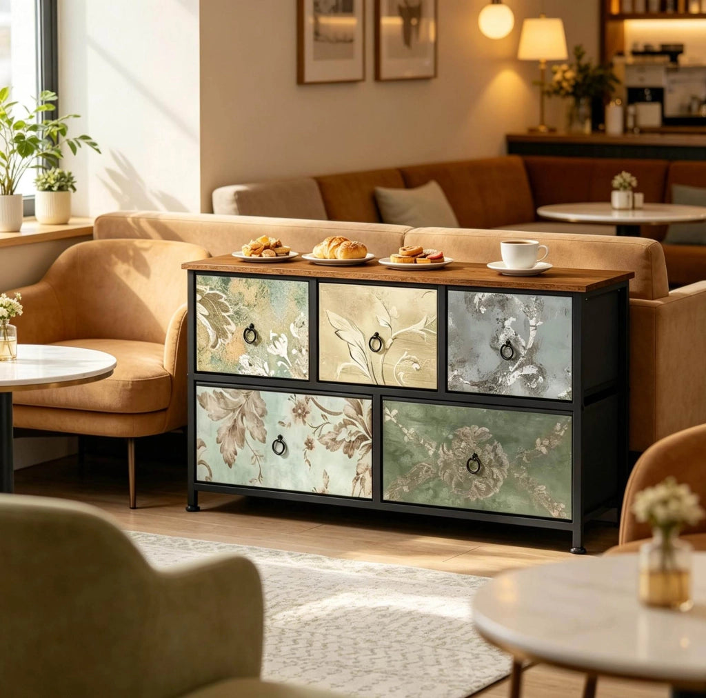 Mobile da ingresso a 5 cassetti 100x54x30 cm multicolore， stile industriale