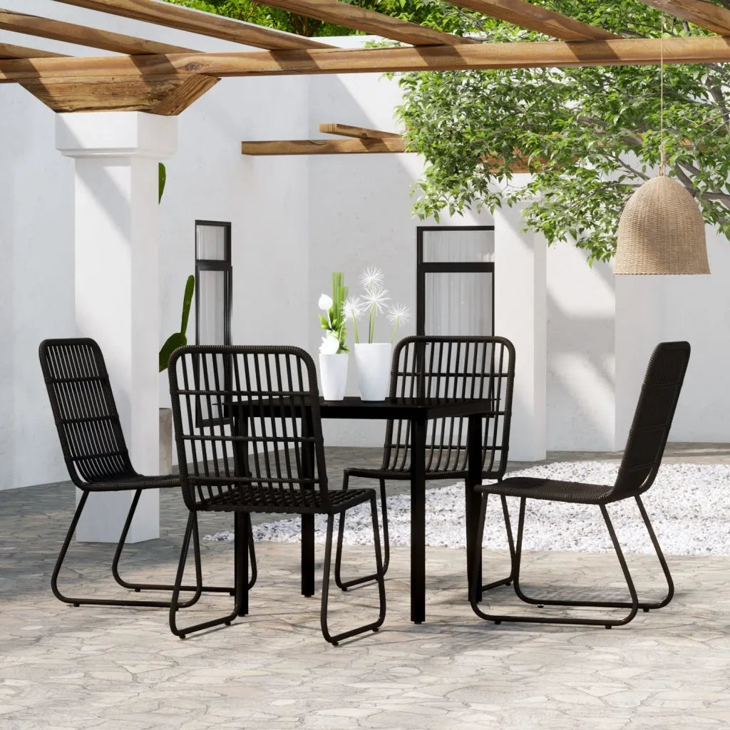 Set Mobili da Pranzo per Giardino 5 pz Nero cod mxl 37724