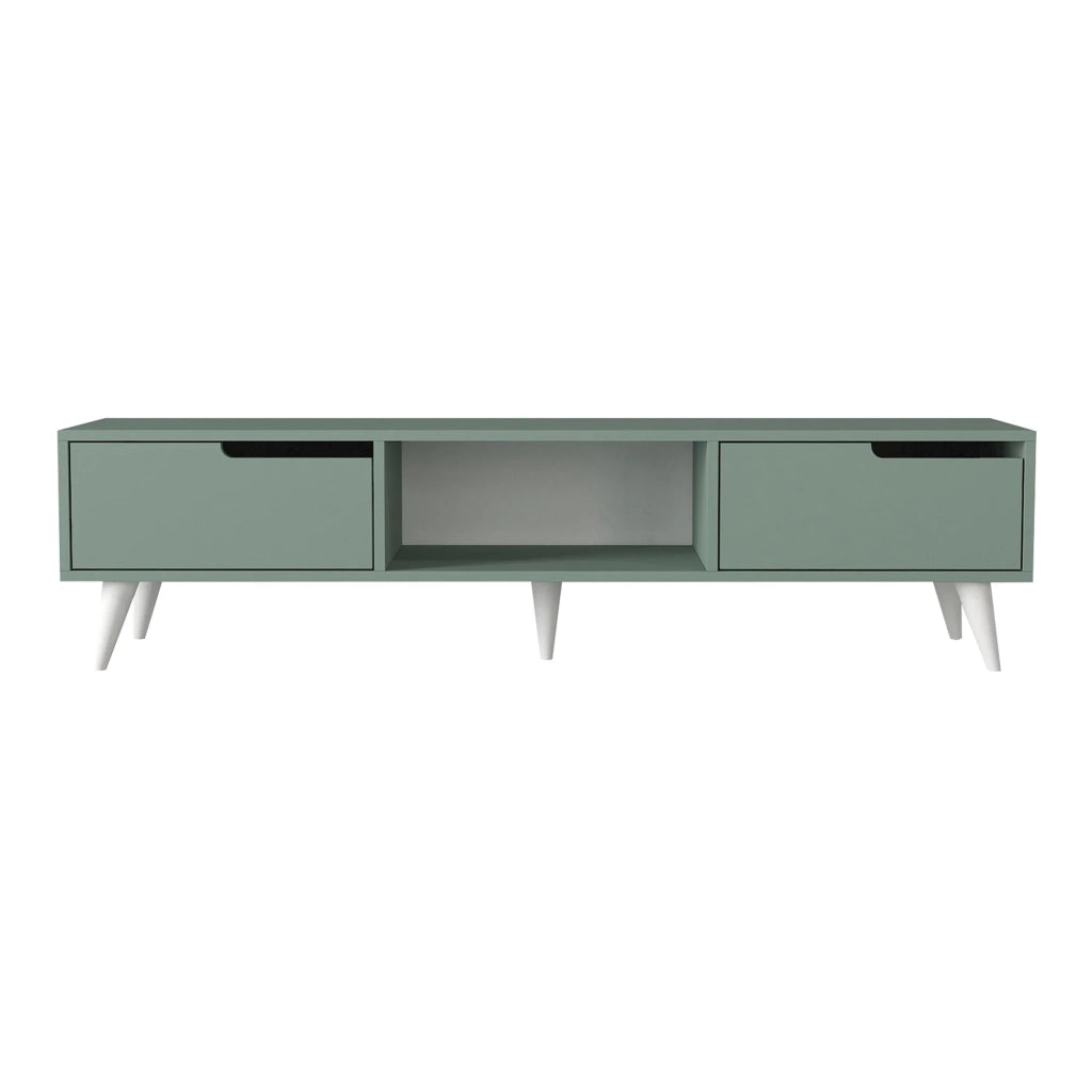 Mobile porta TV mensola per soggiorno 160 x 35 x 40 cm verde/bianco 03_0010073