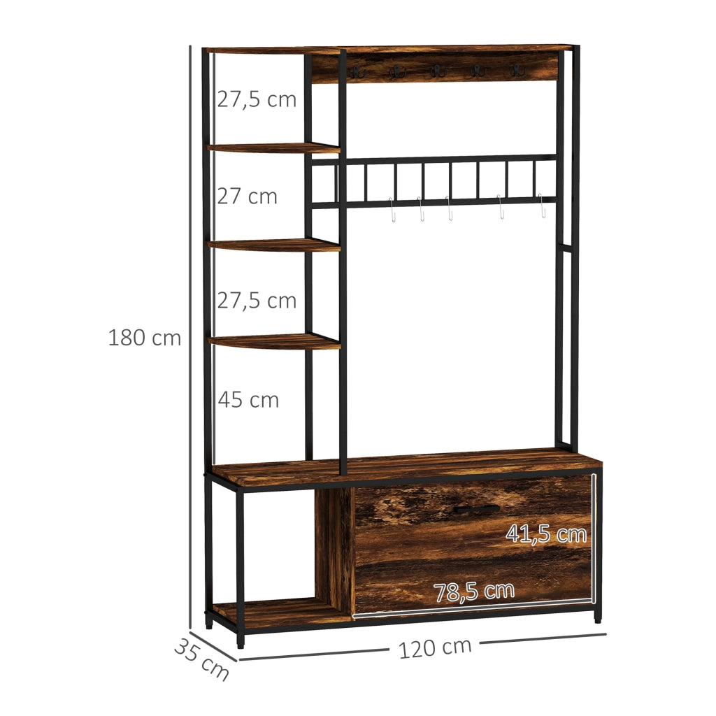 Armadio appendiabiti con ripiani e gancio ¨C Minimal ¨C marrone 90x51x50